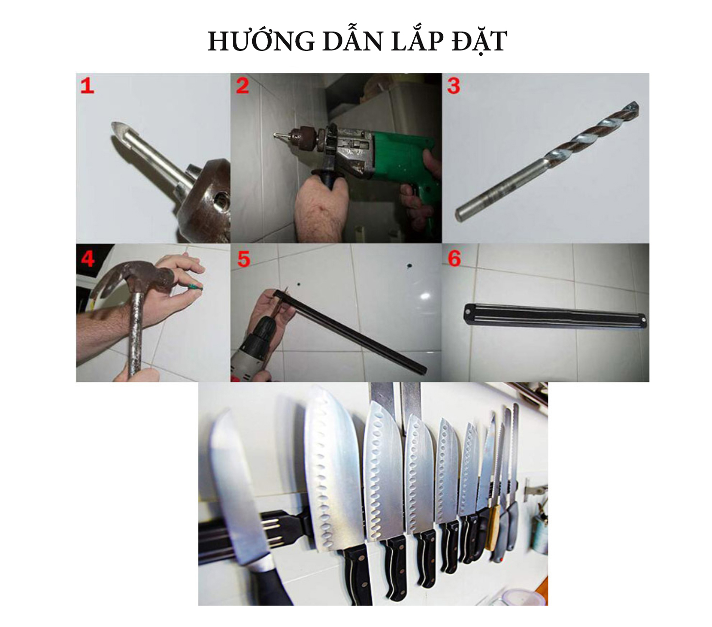Thanh nam châm cài dao kéo bắt vít, dụng cụ xếp gọn dao kéo, thanh nam châm hít từ tính, kệ đựng dao kéo, kệ đựng dao kéo treo tường