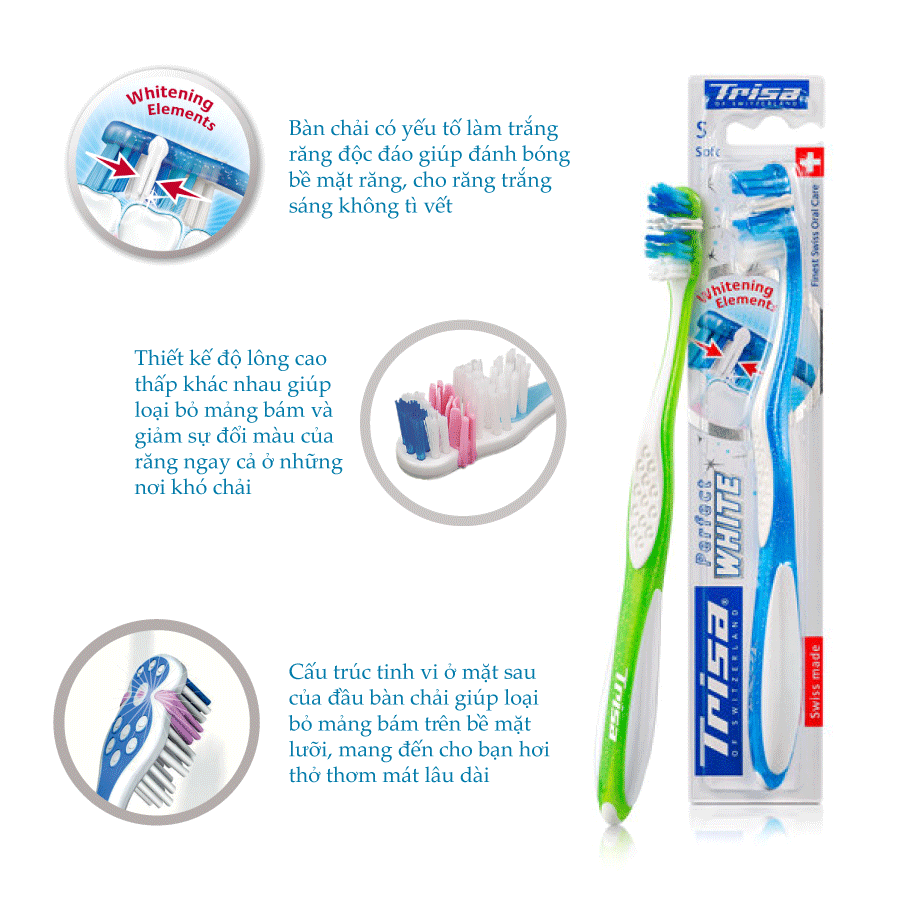 Combo 2 Bàn Chải Đánh Răng Trisa Perfect White Duo
