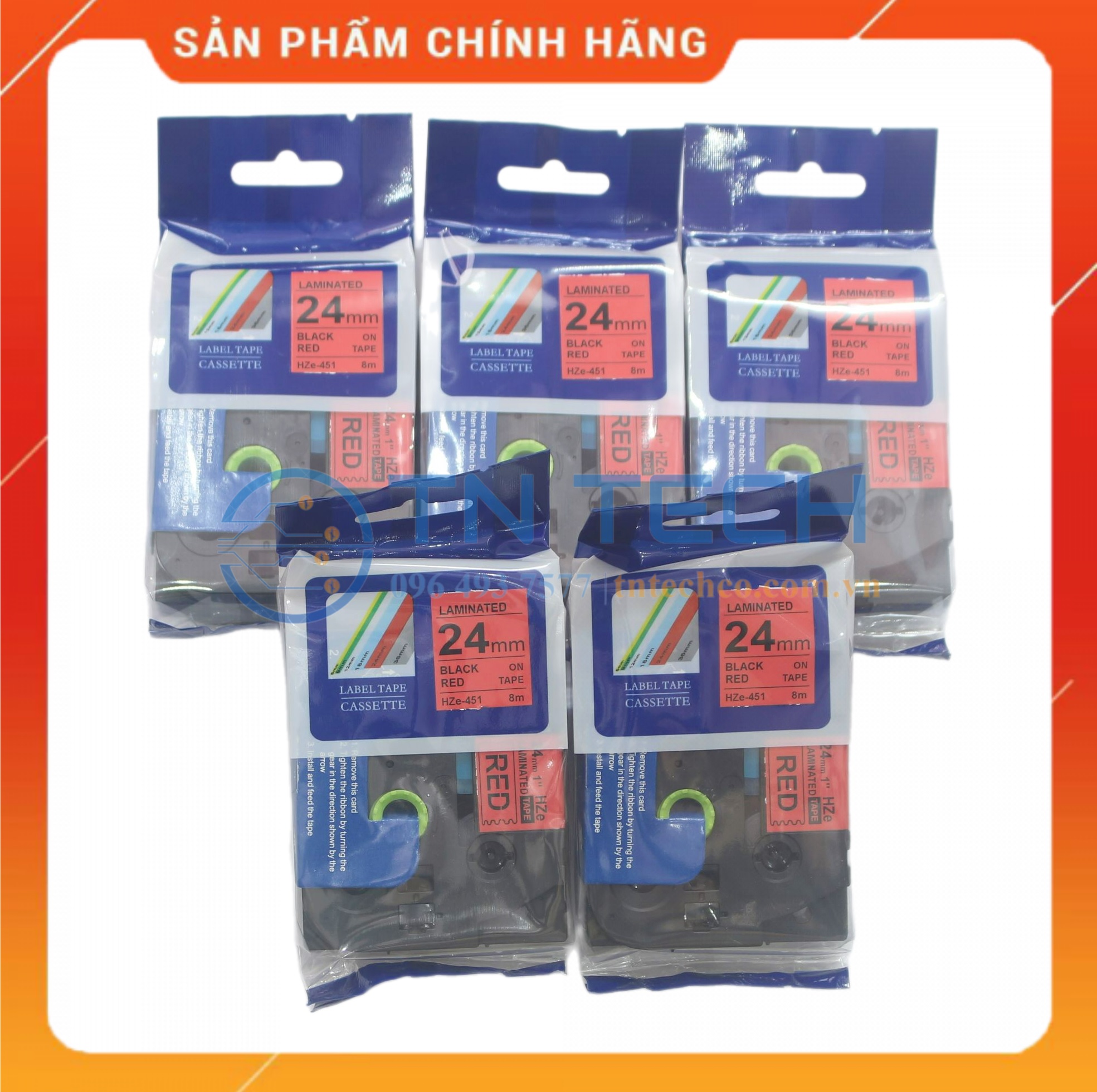 Nhãn In HZE-S441 - Đen nền đỏ 18mm x 8m - Dùng cho máy in BROTHER - AIMO - PUTY [Hàng nhập khẩu]