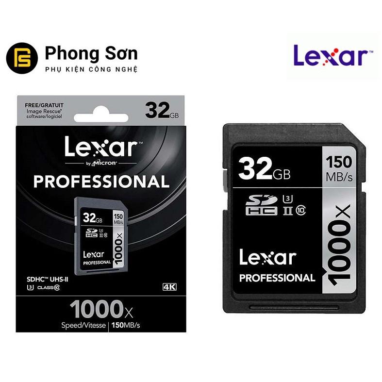 Thẻ nhớ Lexar SDHC 32GB Pro 1000X 150mb/s, UHS II U3 Dành cho máy ảnh (Hàng nhập khẩu)