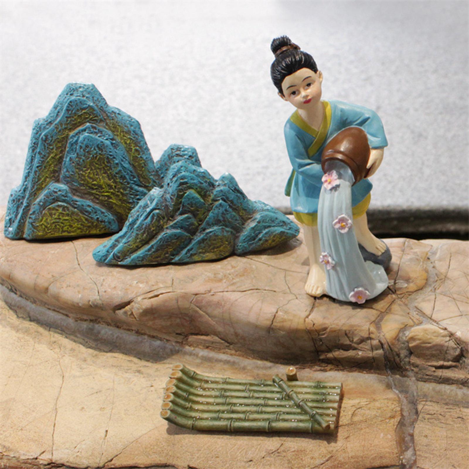 6x Resin Statue Fairy Garden Accessories Cabinet Miniature Garden Figurines