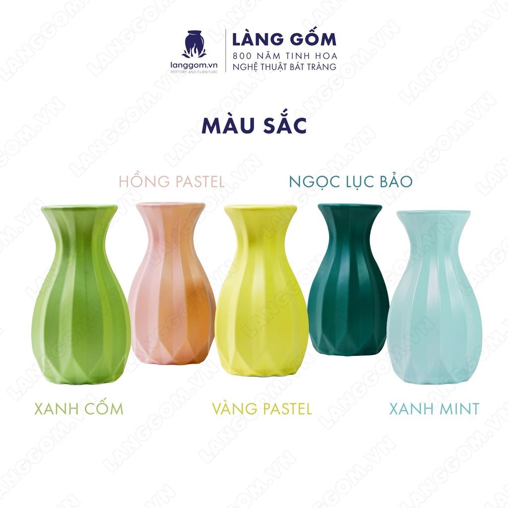 Bình hoa trang trí, Lọ hoa men mát múi khế - Gốm sứ Bát Tràng - langgom.vn