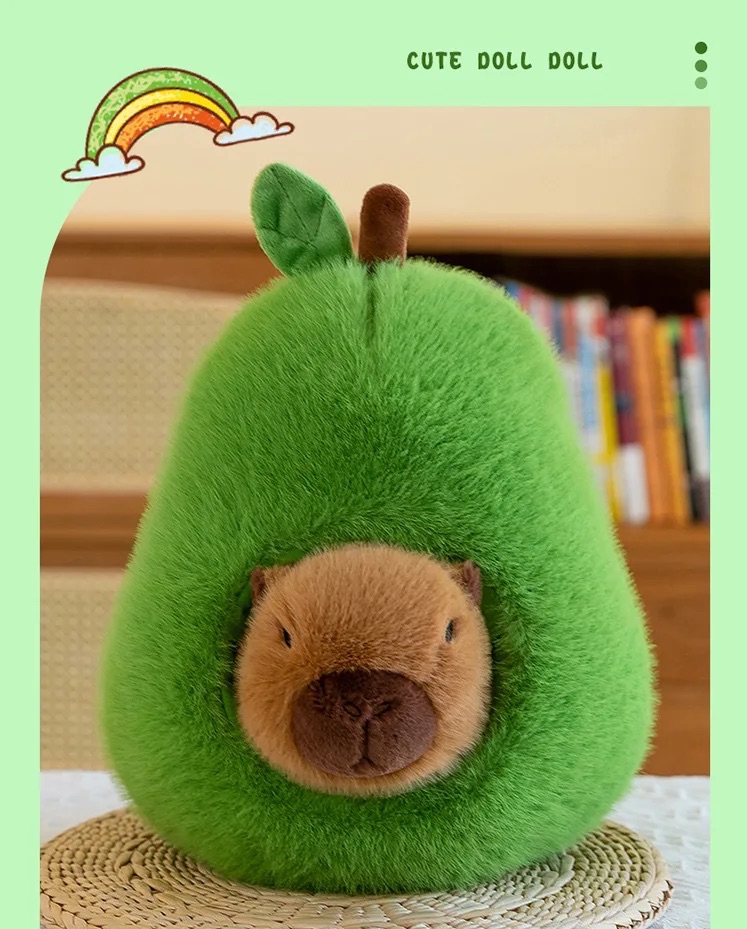 Thú nhồi bông capybara trong quả bơ đáng yêu - Size từ 25cm đến 45cm - Móc khoá gấu bông Capybara