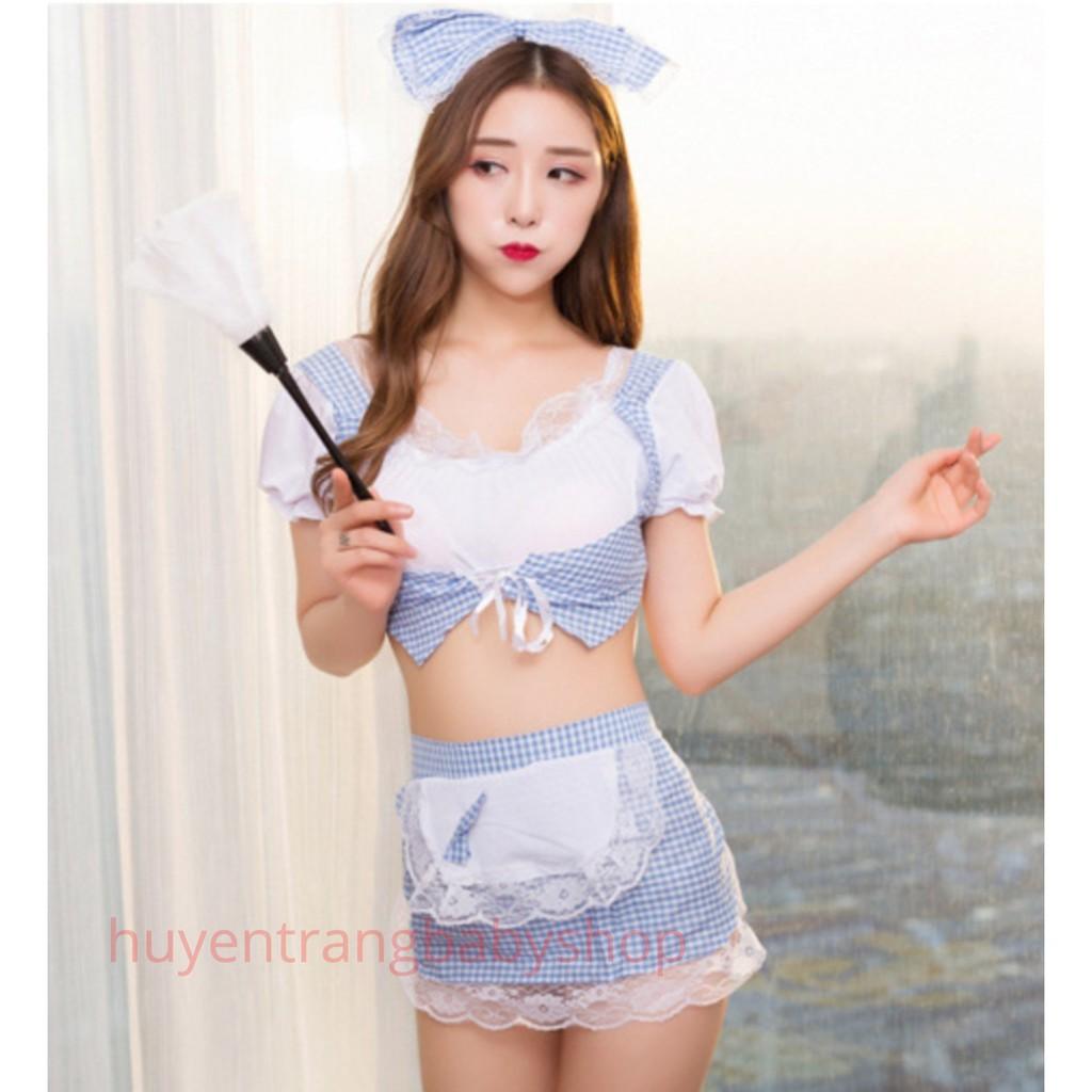 Cosplay hầu gái / người giúp việc kèm nơ đầu (không kèm tất và chổi ) sexy 1254