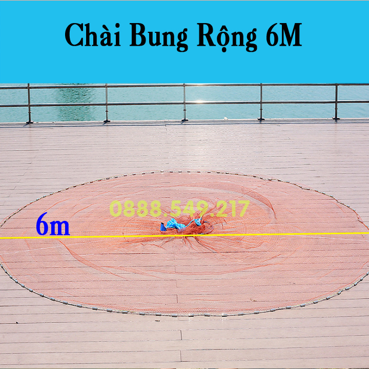 Chài đánh cá tự bung loại 6m.Chài lưới đĩa bay