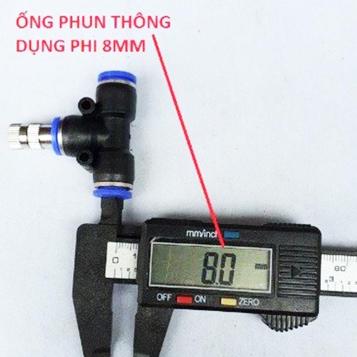 Béc phun sương làm mát inox thân nối nhanh 8mm