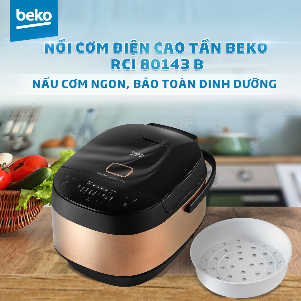 Nồi Cơm Điện Tử Cao Tần BEKO 1,8L Công Suât 1200W, Chống Dính Vượt Trội Với 9 Chương Trình Nấu - RCI80143B - Hàng Chính Hãng