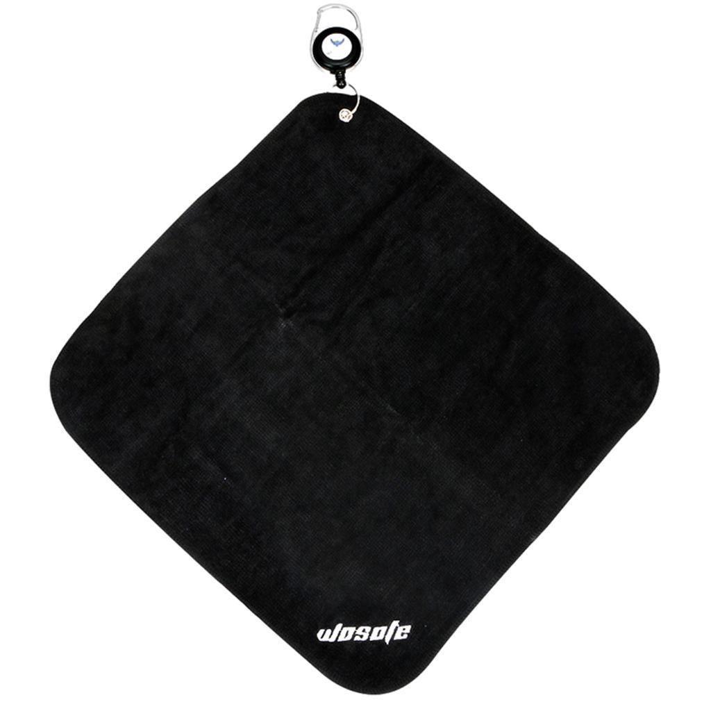 2x30x30cm Microfiber Golf Towel Sweat-absorbent Wiping Cloth Sports Black