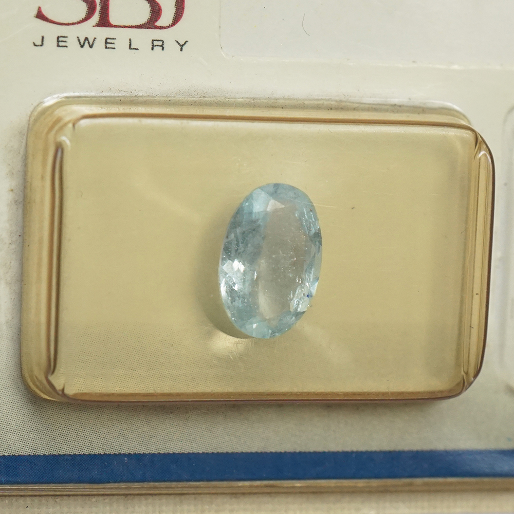 Viên đá kiểm định Topaz xanh tự nhiên mài giác oval