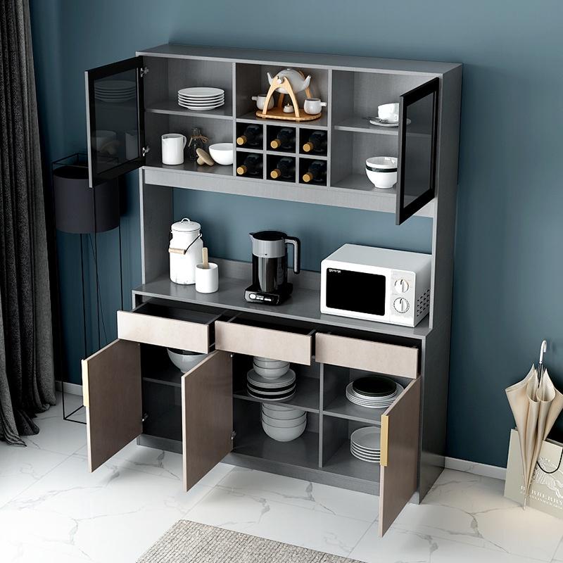 Tủ nhà bếp bằng gỗ An Cường phủ Melamine nhiều ngăn đựng đồ, tủ bếp gỗ cánh kính cường lực STB102 nội thất