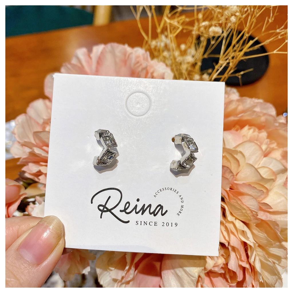 Khuyên tai nữ phong cách Hàn Quốc thiết kế nhỏ đơn giản đính hạt cao cấp Reina