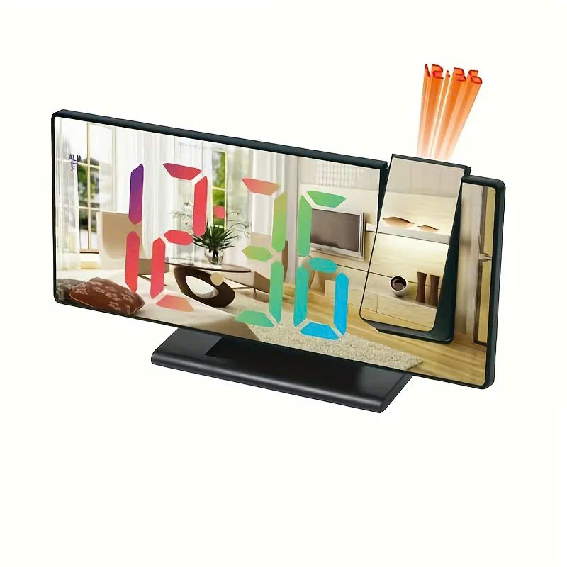 Đồng Hồ Led Chiếu Giờ Lên Trần Nhiều Màu Có Báo Thức Và Hiển Thị Nhiệt Độ.
