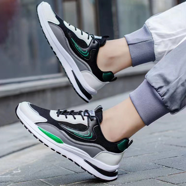 Giày Thể Thao Nam AZARA- Sneaker Màu Xám - Đen, Giày Thể Thao Chạy Bộ, Thể Dục, Đi Chơi, Thoải Mái, Thoáng Khí - G5301