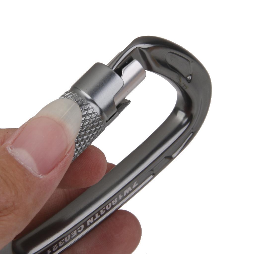 2 Pieces 24KN Self-locking Aluminum Carabiner Snap Clip Hook Keychain Rappelling Mountaineering Climbing Buckle