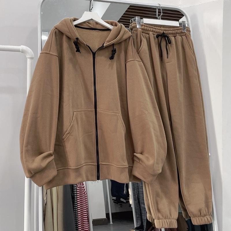 Set đồ nỉ màu nâu ( áo + Quần) unisex ảnh thật bên SSSTore ( nam nữ mặc đều được