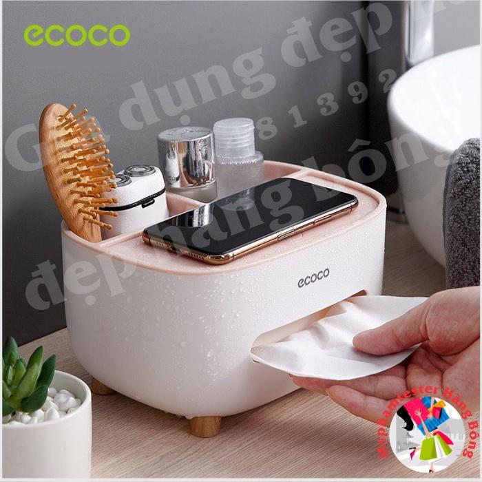 (Ecoco SIÊU RẺ) Hộp giấy để bàn Ecoco có 2 ngăn cắm phụ kiện mã 2009