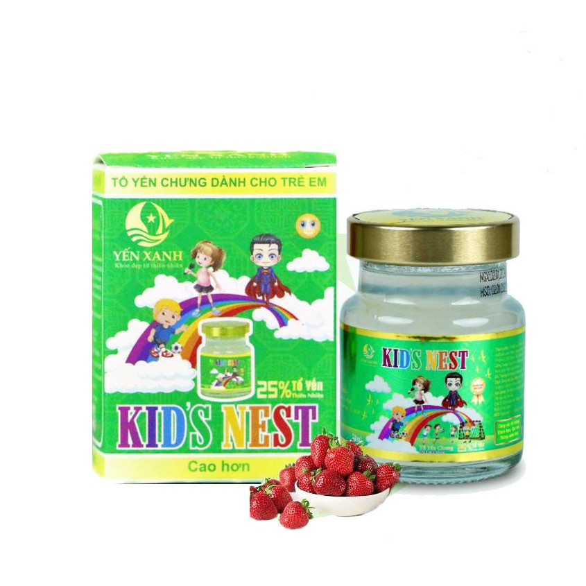 Nước tổ yến sào chưng dành cho trẻ em Kid's Nest - YẾN XANH (25% Tổ yến), bổ sung canxi, vitamin D3, lysine, taurin giúp tăng cường sức khỏe, hỗ trợ tiêu hóa- Hộp 1 lọ x 70ml