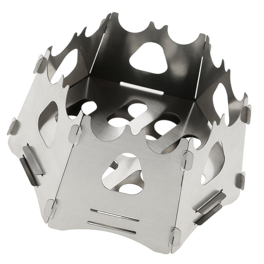 Outdoor Backpacking Hiking Traveling Picnic BBQ Stove, Portable Stainless Steel Wood Burning Stove with Carry Bag