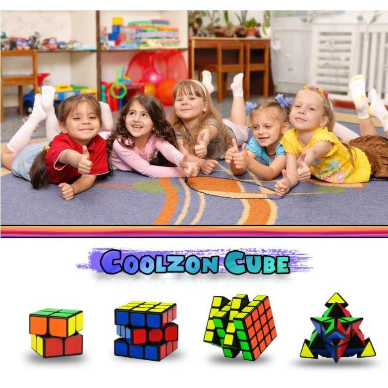 Combo 4 Khối Rubik Qiyi Viền Đen 2x2 3x3 4x4 Tam Giác Pyraminx Xoay Mượt