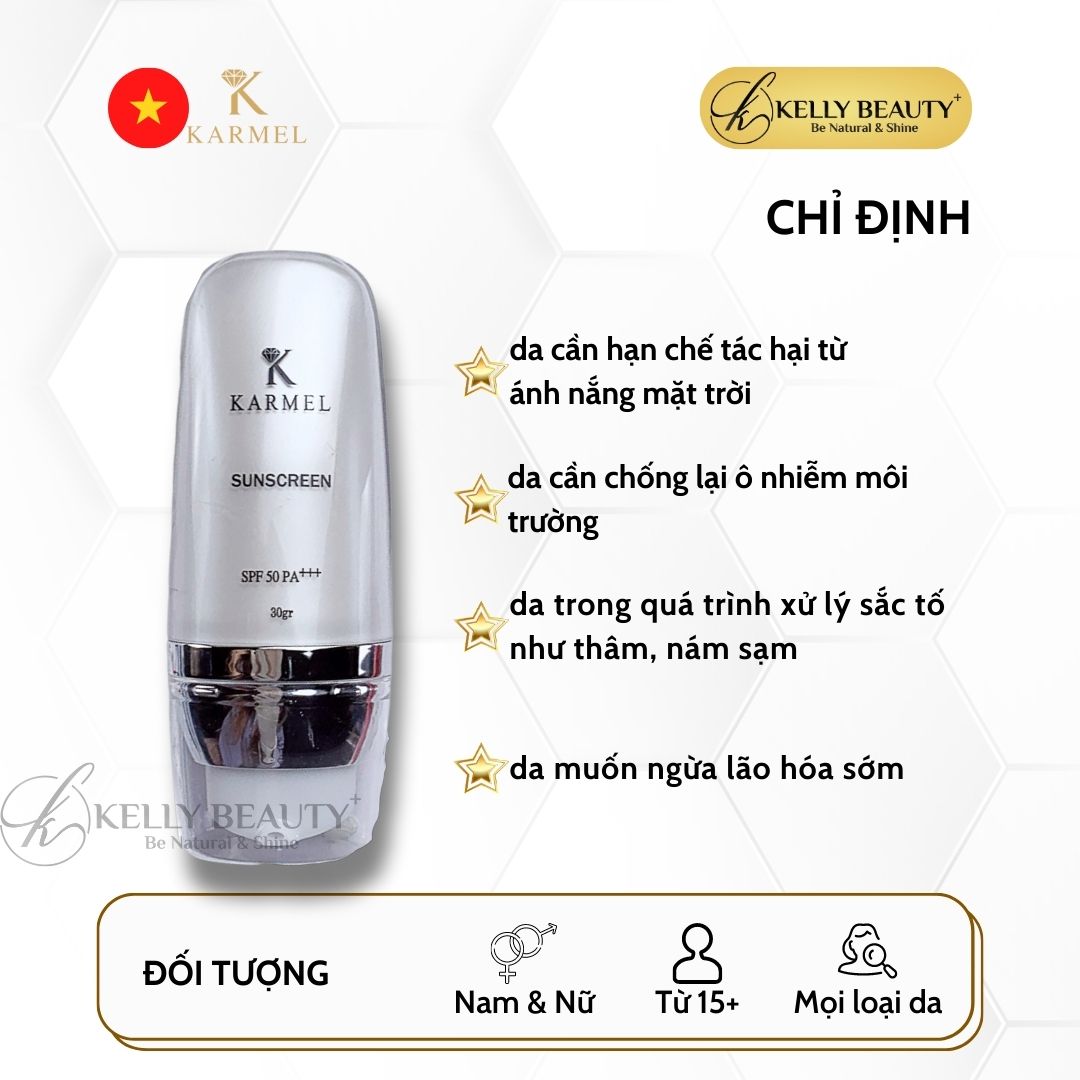 Kem Chống Nắng Vật Lý Karmel Sunscreen SPF 50, PA+++ - Bảo Vệ Da, Chống Lão Hóa, Không Bết Dính | Kelly Beauty