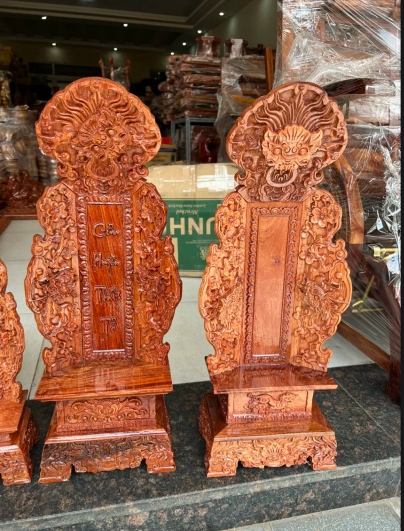 Bài vị cửu huyền thất tổ gia tiên gỗ hương cao 61 cm