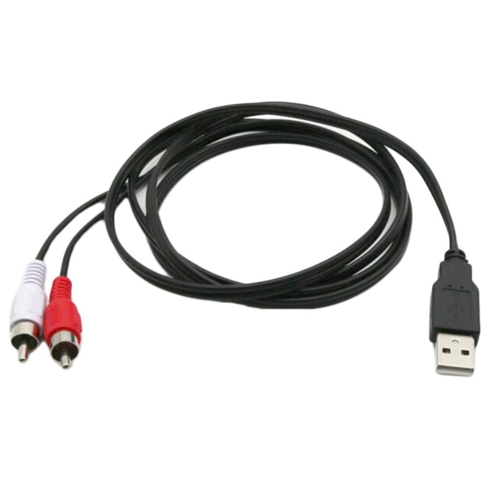 2X USB A Male Plug To 2 RCA Female AV Cable Aux Adapter TV Television Cord 1.5m