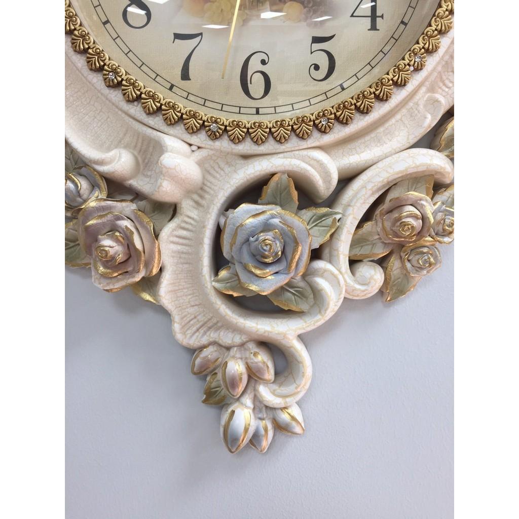 Đồng hồ treo tường hoa uốn lượn kết tạo mang phong cách tân cổ điển DHTT10 - Kích thước: 45x70 cm