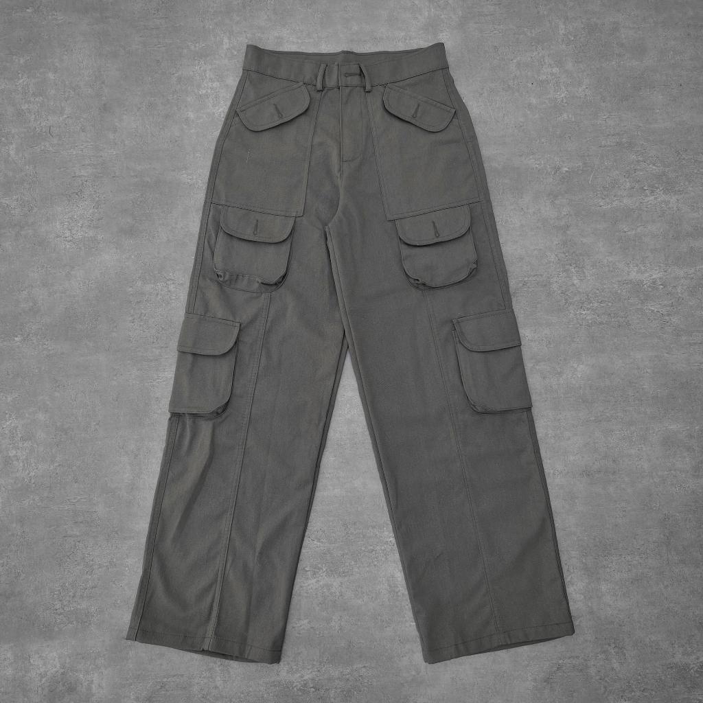 Quần Kaki ống rộng unisex , cargo pants cạp thấp nam nữ , quần túi hộp phong cách y2k gin store