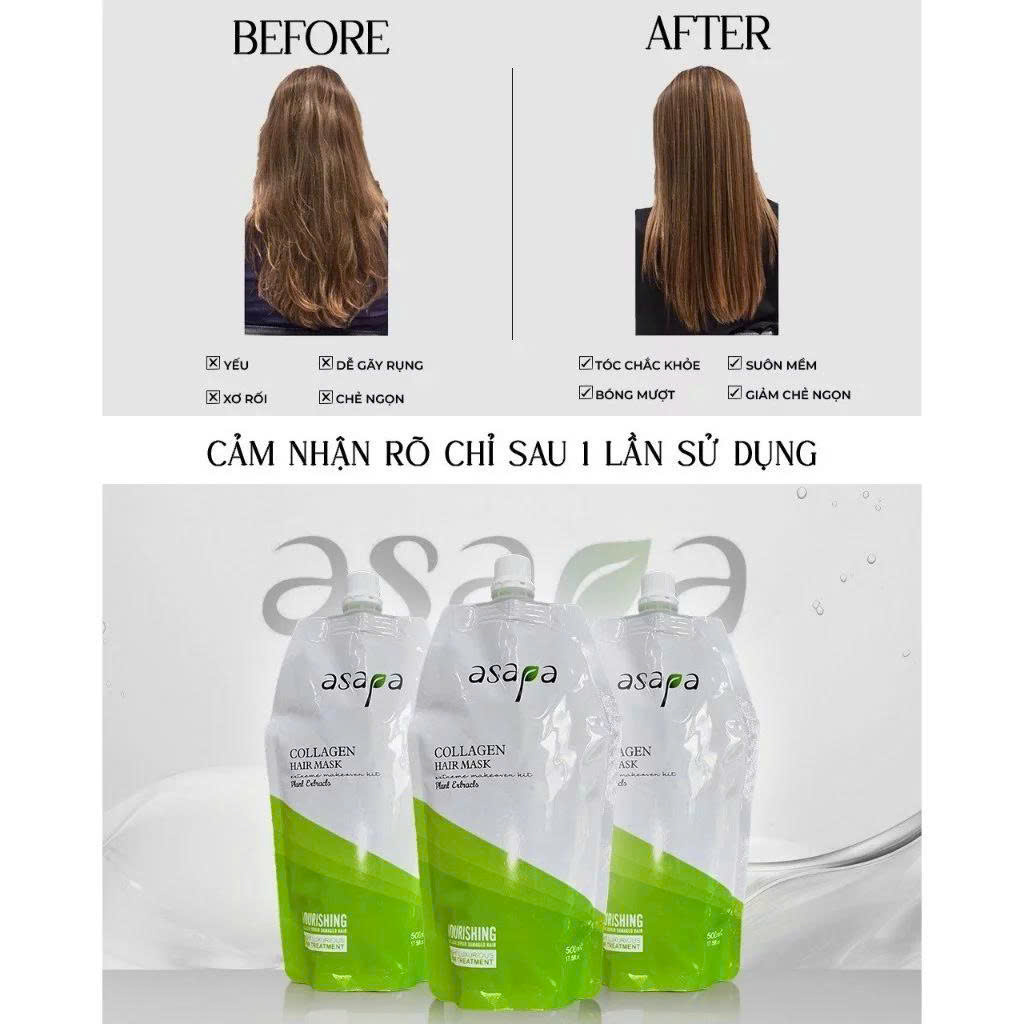 Kem Ủ Tóc Asapa Phục Hồi Hư Tổn, Dưỡng Ẩm Sâu Cho Tóc Mềm Mượt - Chuẩn Salon 500ml