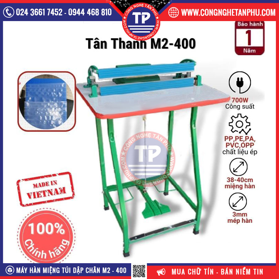 Máy hàn miệng túi dập chân M2 - 400