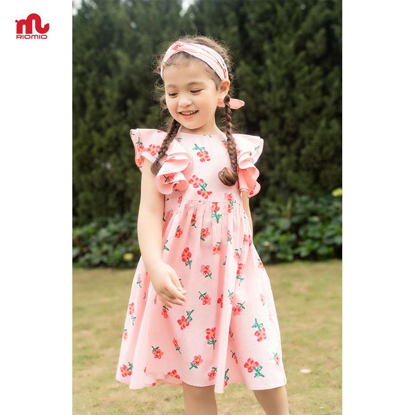 Váy bé gái thô bèo cánh tiên RIOMIO 2,3,4,5,6,7,8,9 tuổi đầm baby doll hoa dễ thương cho bé đi chơi dã ngoại RV577