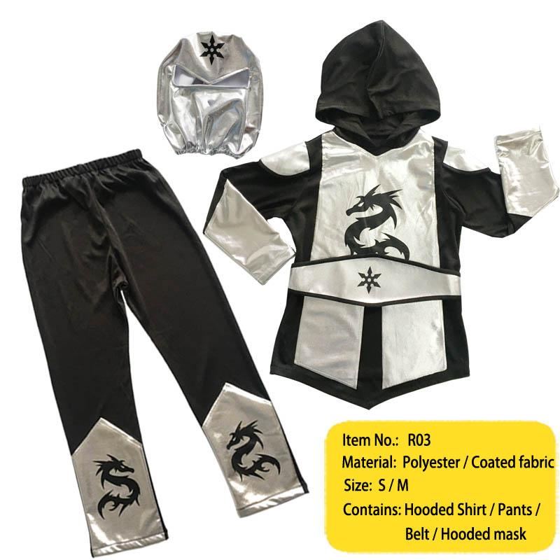 Ninja Trang Phục Trẻ Em Vàng Bạc Rồng Ninja Trang Phục Có Mũ Áo Sơ Mi Quần Kèm Mặt Nạ Carnival Trang Phục