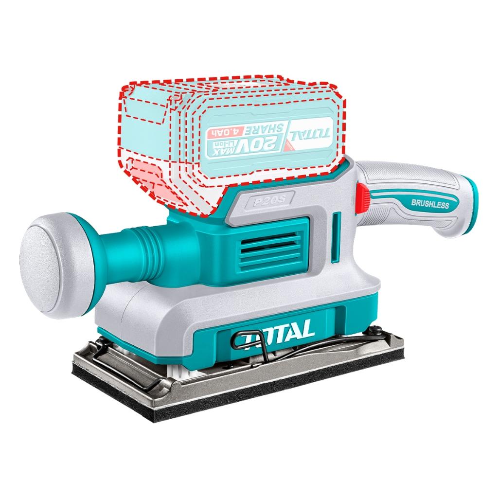 MÁY CHÀ NHÁM HÌNH CHỮ NHẬT KHÔNG CHỔI THAN DÙNG PIN 20V (KHÔNG KÈM PIN &amp; SẠC) TOTAL TFSLI2031 - HÀNG CHÍNH HÃNG