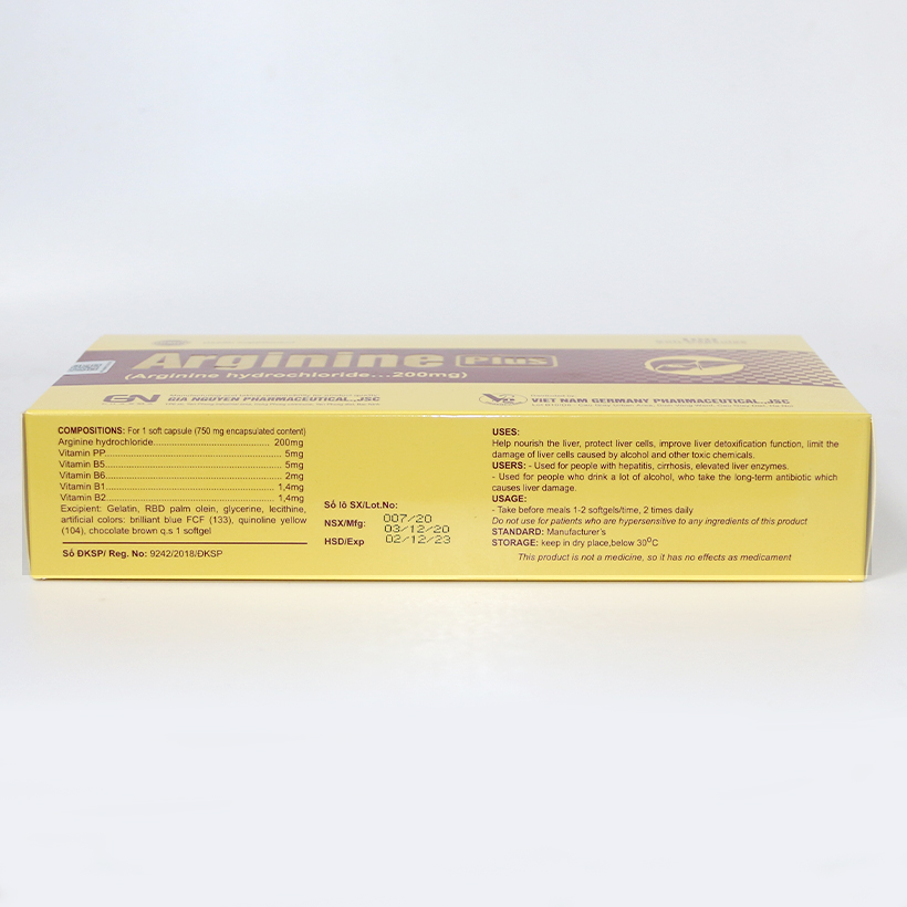 Thực phẩm bảo vệ sức khoẻ Arginine Plus giúp bổ gan, giải độc gan, bảo vệ tế bào gan - Hộp 100 viên