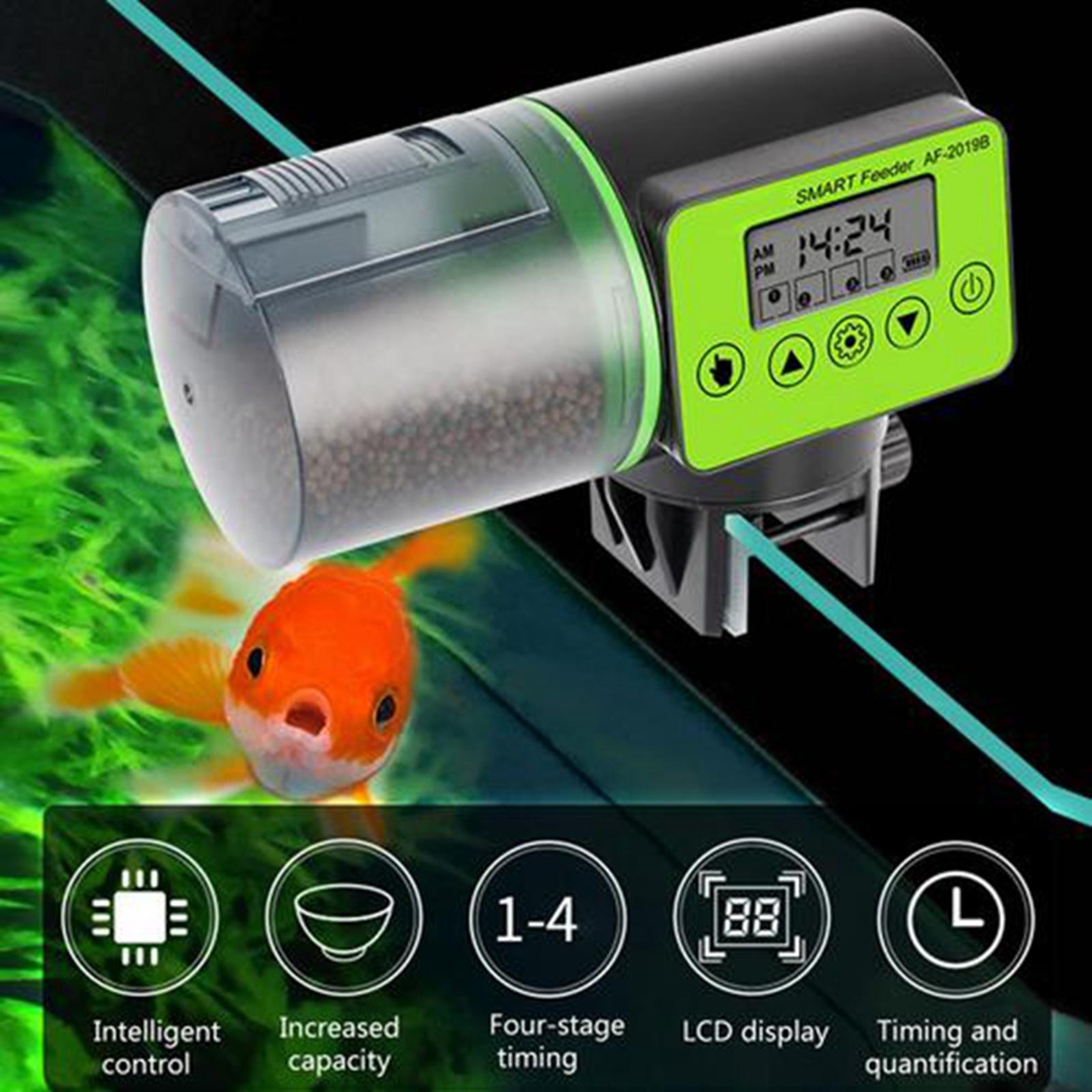 Automatic Fish Feeder, Moisture-Proof Electric Auto Fish Food Feeder Timer Dispenser for Small Fish Turtle Tank or Aquarium, Auto Feeding on Vacation