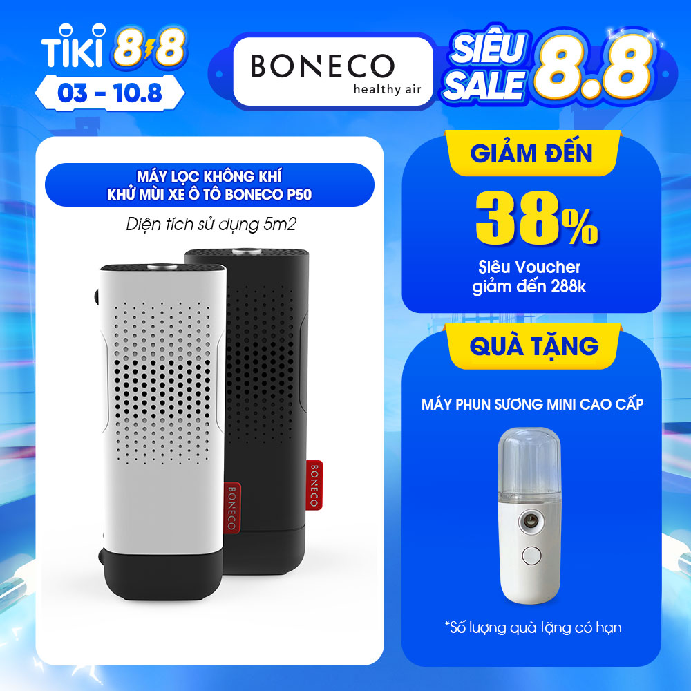 Máy Lọc Không Khí Ô Tô Thụy Sỹ Boneco P50 Khuếch Tán Tinh Dầu Thơm, Tạo Ion Âm Lọc Bụi, Khử Mùi Oto Cũ Mới, Dùng Cho Xe Hơi/Xe Đẩy Em Bé/Bàn Làm Việc - Hàng Chính Hãng