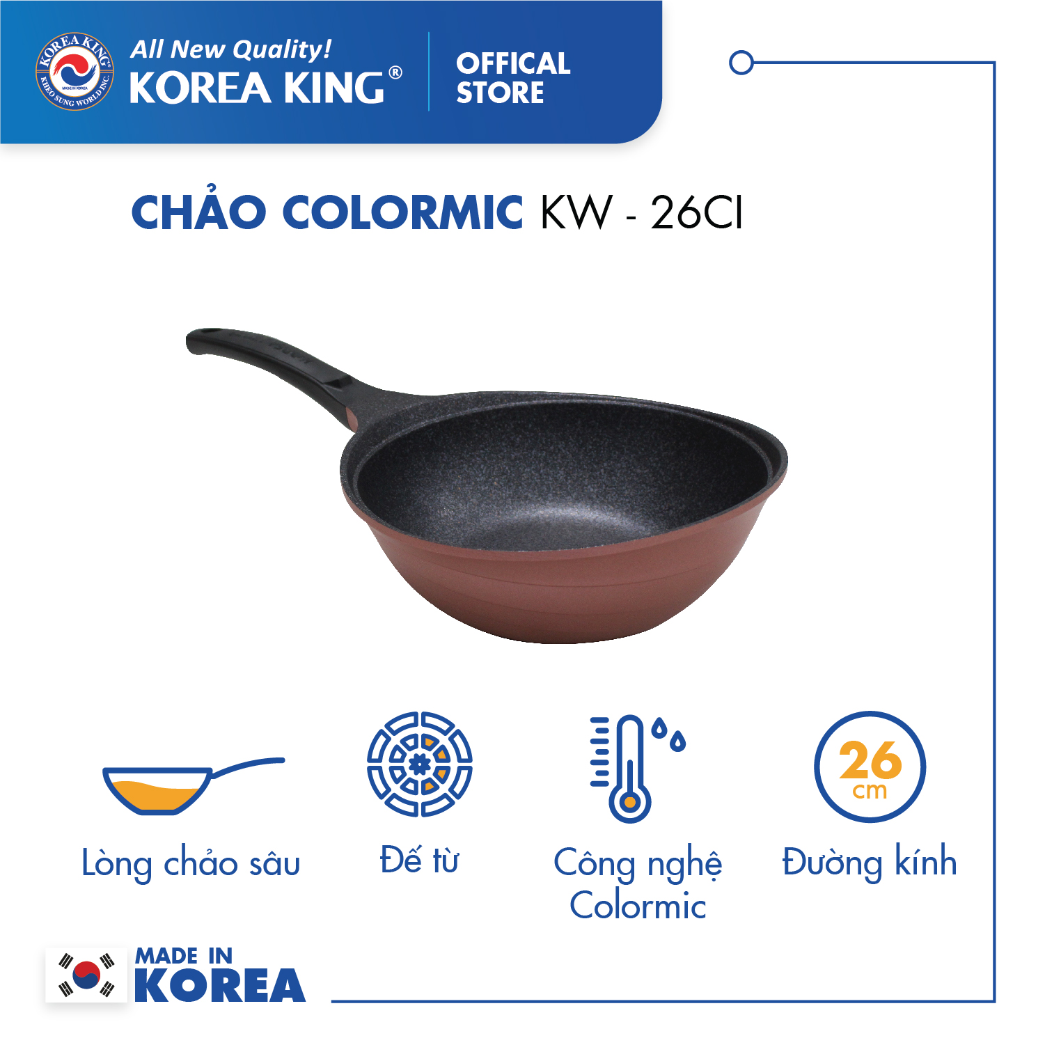 Chảo sâu Colormic Korea King KW-26CI (size 26cm)