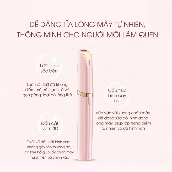 Bút cạo tỉa lông mày Hàng chính hãng/nhập khẩu Flawless Brows, máy tỉa chân mày, tỉa ria mép phù hợp nam và nữ, nhỏ gọn tiện lợi