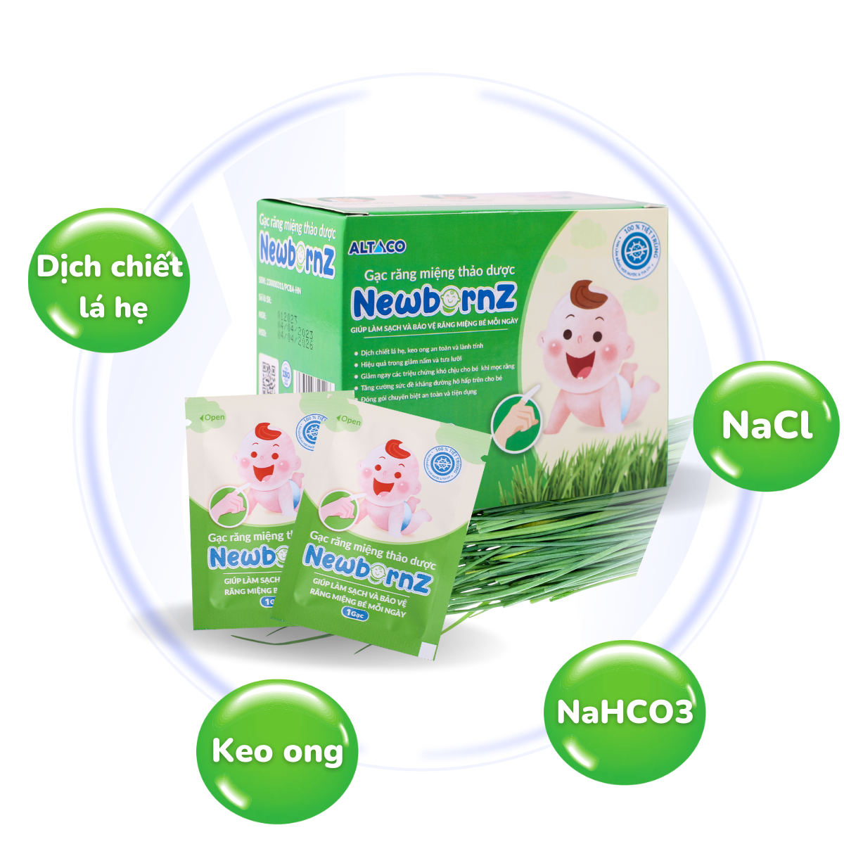 Gạc răng miệng thảo dược NewbornZ rơ lưỡi cho trẻ sơ sinh và trẻ nhỏ