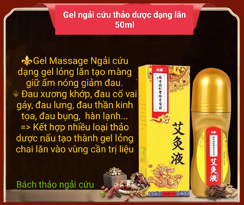 Dung dịch ngải cứu dạng lăn.Hộp lăn ngải cứu đông y giảm đau xương khớp