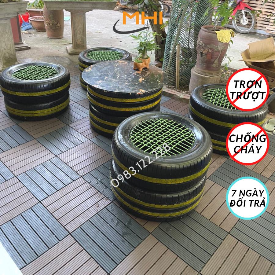 Thảm lát sàn uPVC cao cấp MHI-ECO, Tấm nhựa trải sàn trang trí ban công / sân vườn / sân thượng; lót sàn chống trơn trượt nhà tắm / bể bơi - Hàng Việt Nam chất lượng cao