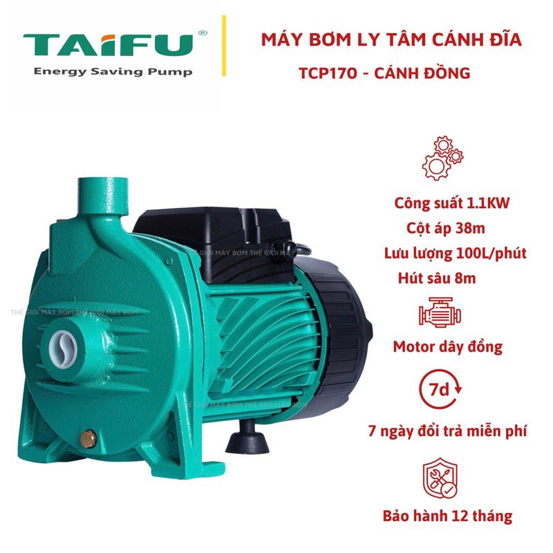 Máy bơm ly tâm, bơm đĩa 1.1Kw (1.5HP) Cánh Đồng TAIFU TCP170 - Bảo hành 1 năm ( Cam kết hàng chính hãng )