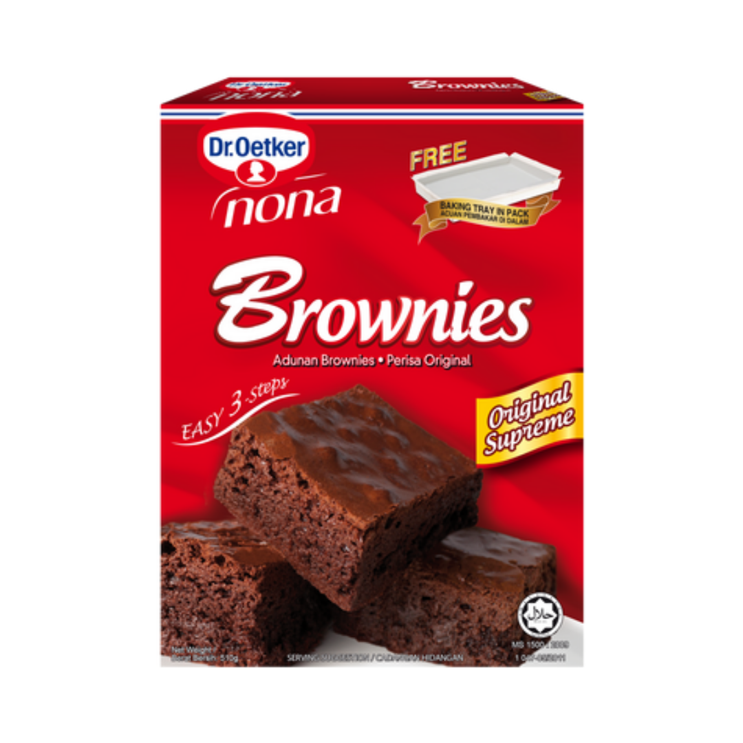 COMBO 1 Hộp Bột Làm Bánh Brownies Dr. Oetker 510g + 1 Lon Đào Ngâm Đường Pavlides 820g