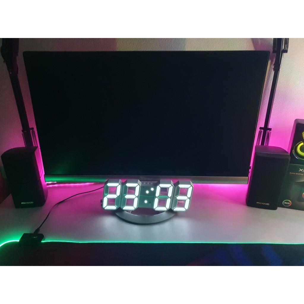 Đồng hồ LED 3D để bàn , treo tường thông minh Smart Clock - Có hẹn giờ và hiển thị nhiệt độ