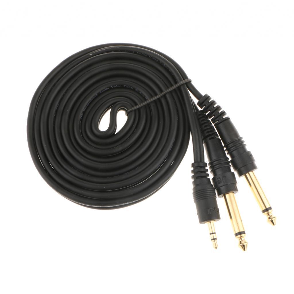 3.5mm to Double 6.5mm Adapter Male to Male Audio Cable Cord Wire 2m+1m