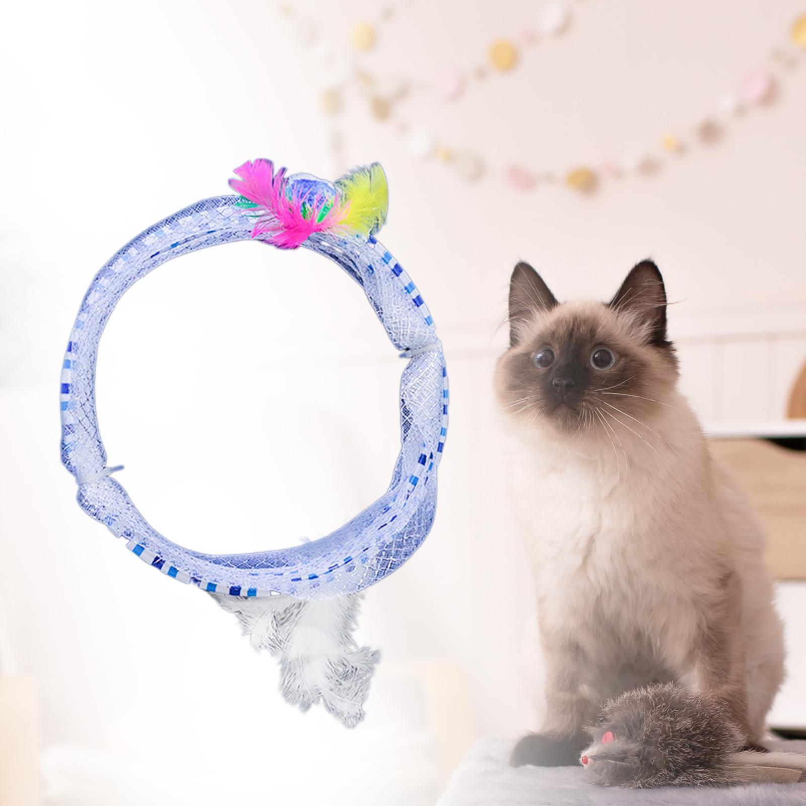 Cat Tunnel Folding Lightweight Elastic Mesh S Tunnel Spring Toy Tunnel Tube Cats Collapsible Tunnel Cats for Accessories Play Home