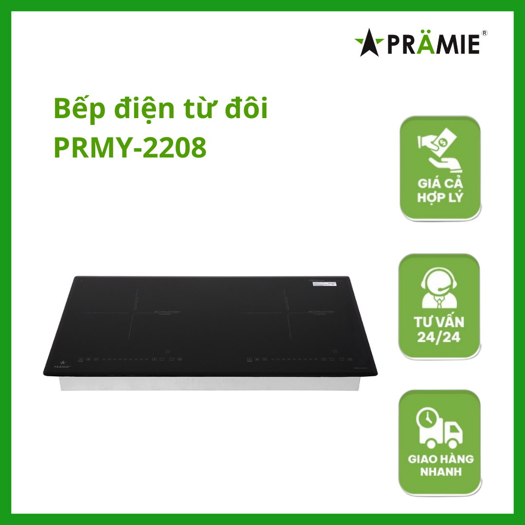 Bếp điện từ đôi Pramie PRMY-2208_Hai Từ_Hàng nhập khẩu Malaysia