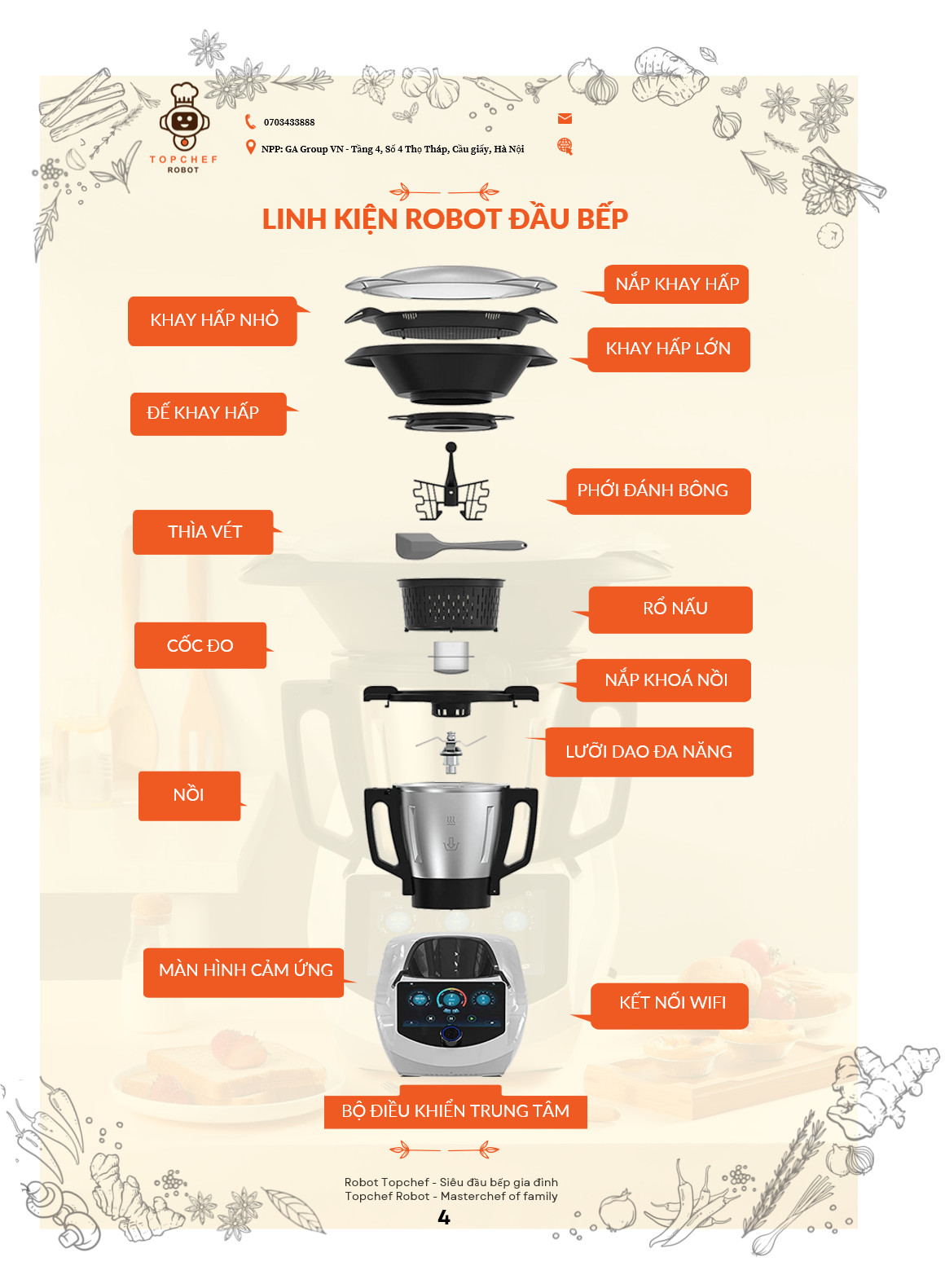 Robot Đầu Bếp Topchef Thiết Kế Thông Minh Màn Hình Cảm Ứng 7 Inch Hàng Cao Cấp ( Tặng Kèm Quà Khi Mua Sản Phẩm )