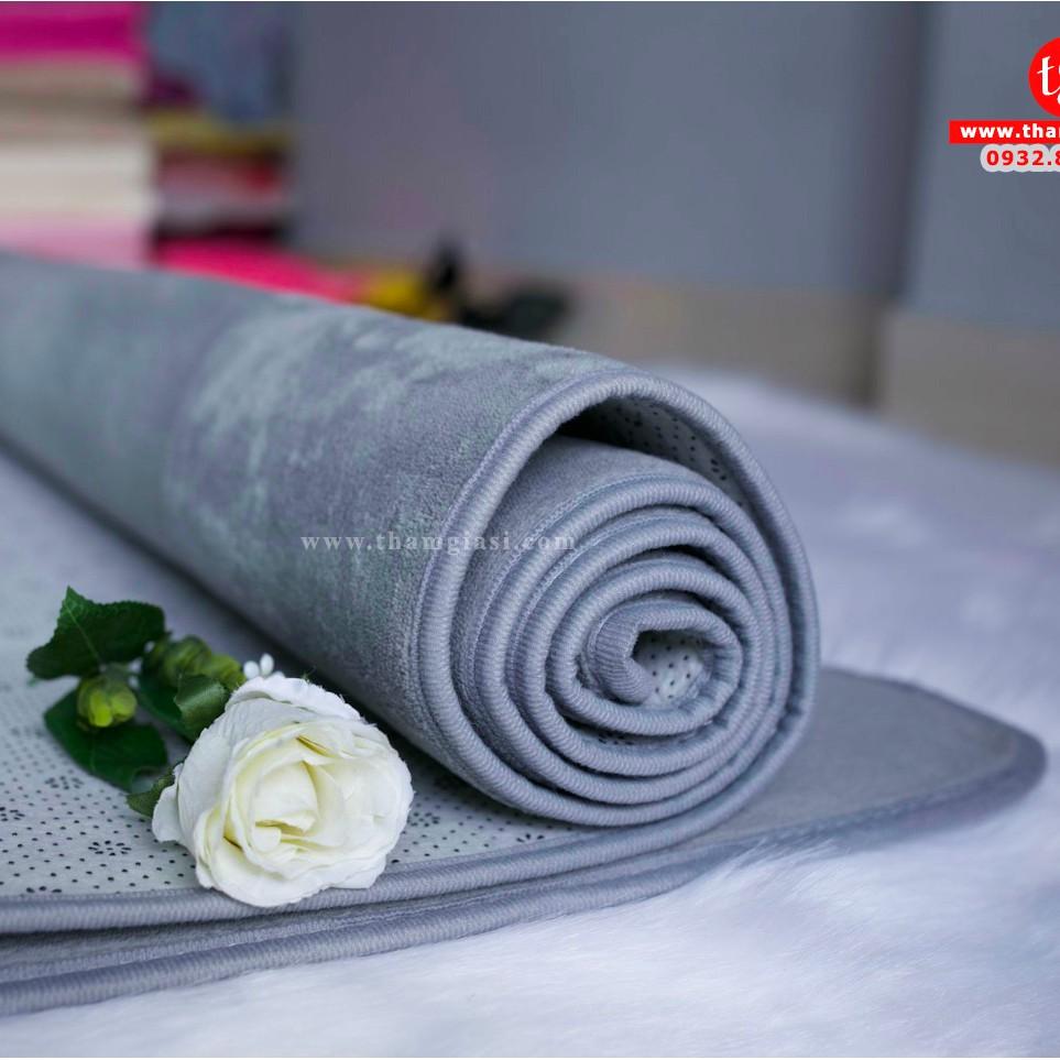 Thảm Nhung Màu Xám Bạc | Thảm Trang Trí Phòng Khách - Phòng Ngủ - Thảm Trải Sofa - Thảm Dành Cho Bé