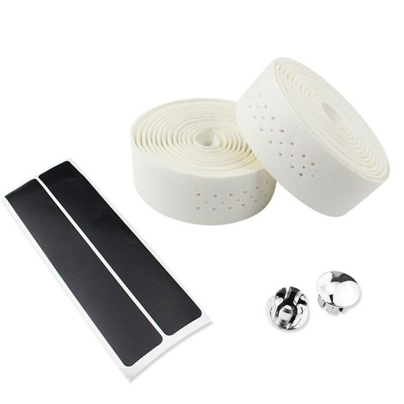 Bicycle Handlebar Tape Mountain Road Bike PU Leather Perforated Belt With 2 Plugs Breathable Handle Bar Wrap Straps RR7188